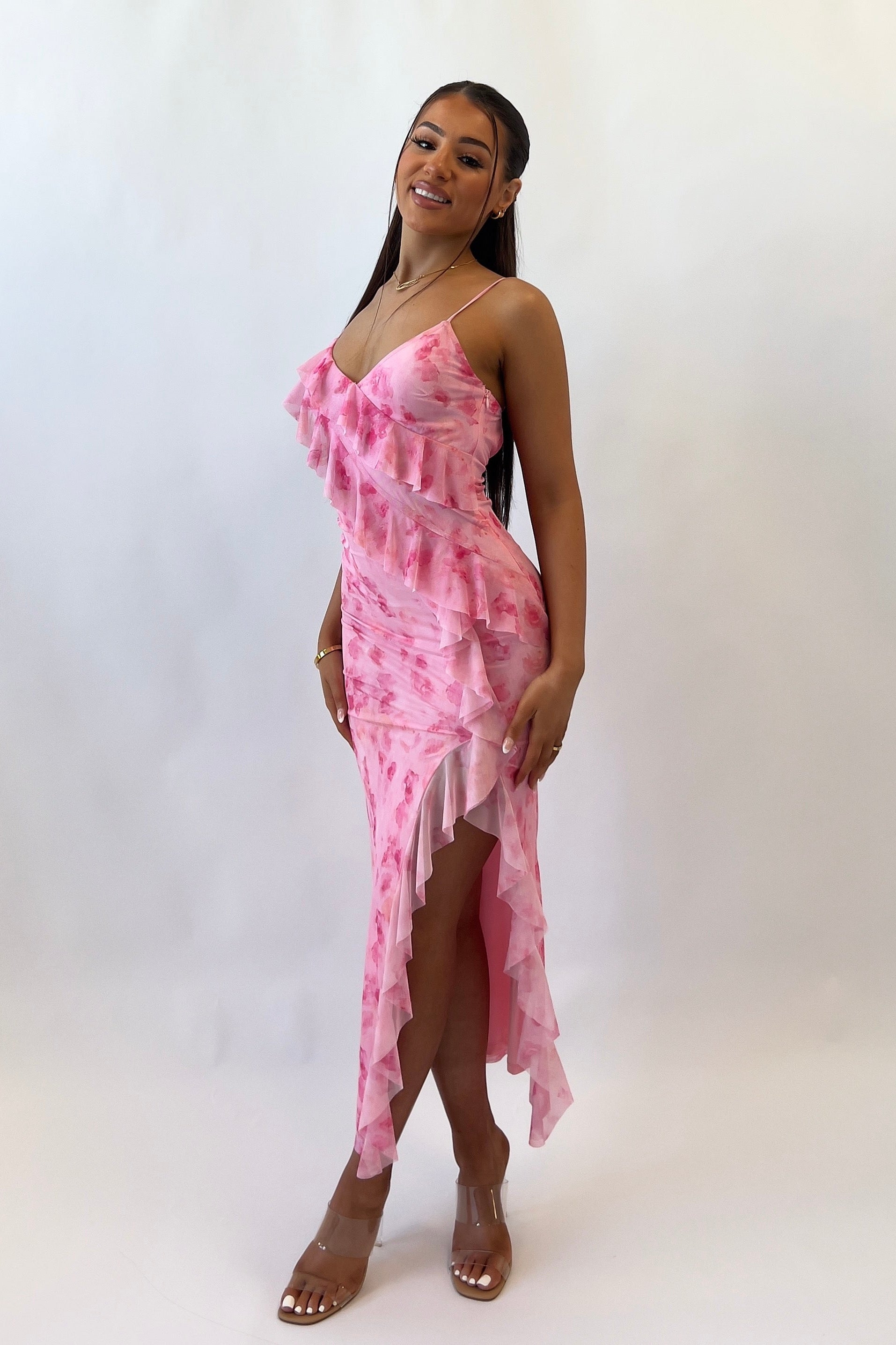 Abigail Midi Dress - Pink Florals – Kameli Boutique