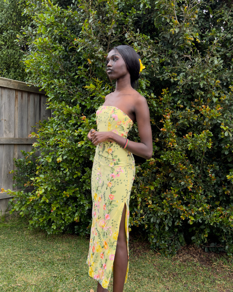 Delilah Floral Maxi Dress - Lemon