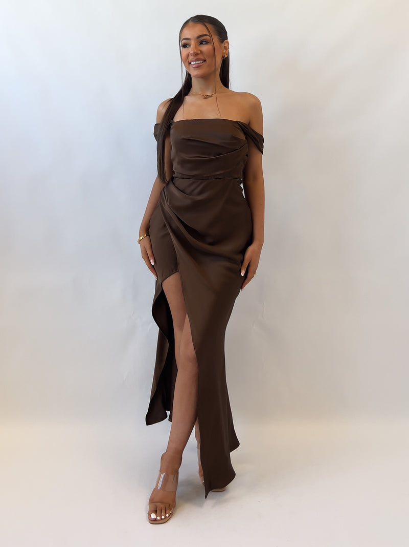 Meara Midi Dress - Brown