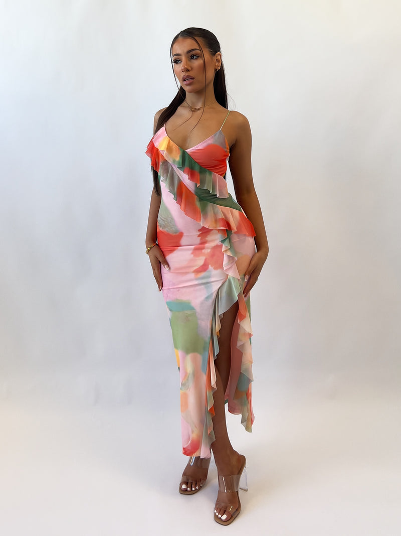 Abigail Midi Dress - Mixed Prints