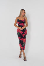 Kingsley Floral Midi Dress - Black