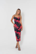 Kingsley Floral Midi Dress - Black