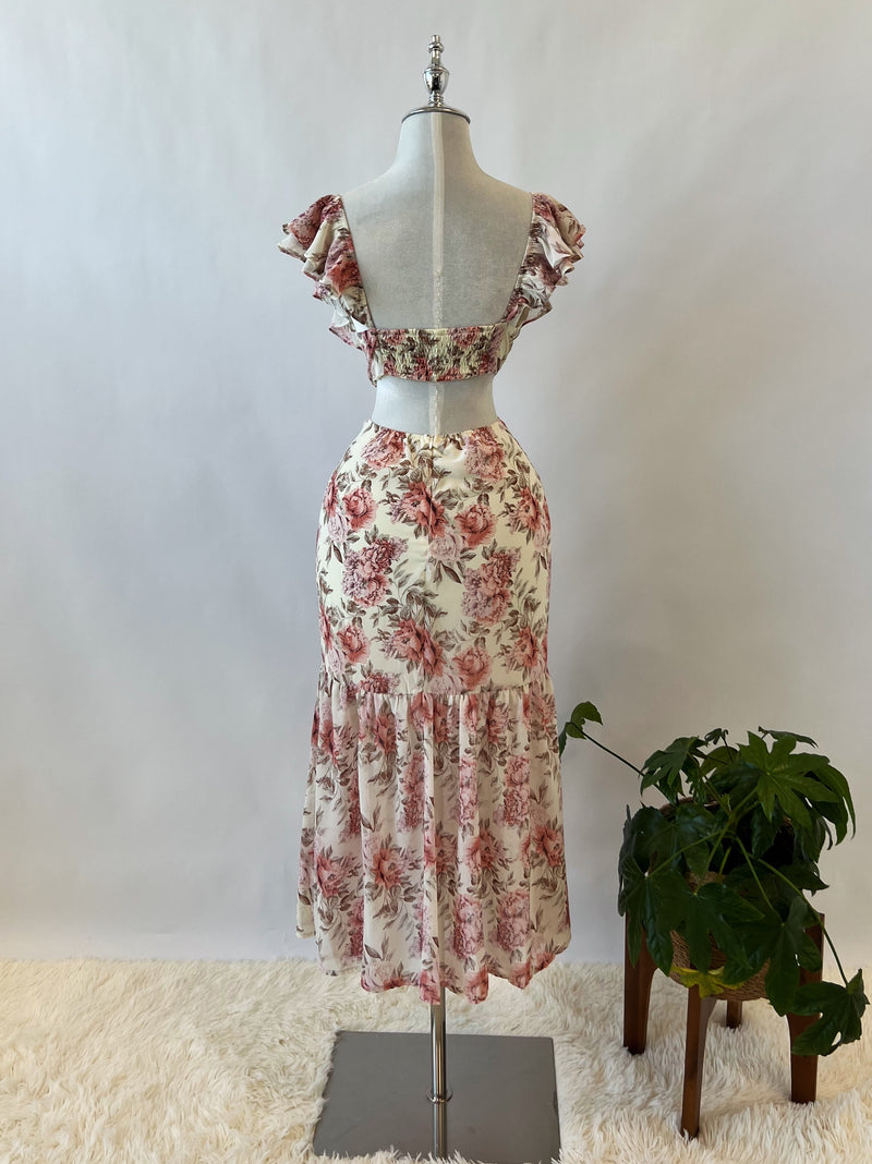 Courtney Floral Midi Dress - Cream