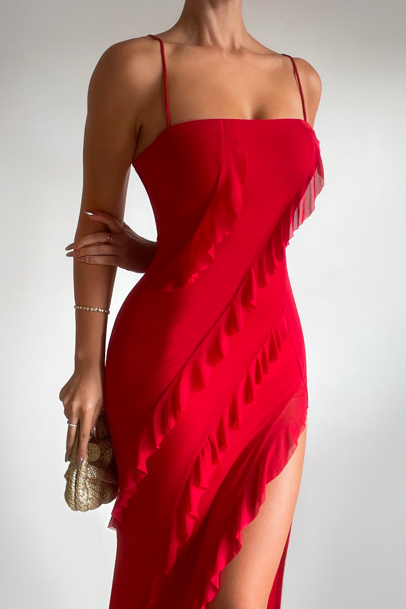 Greta Midi Dress - Red