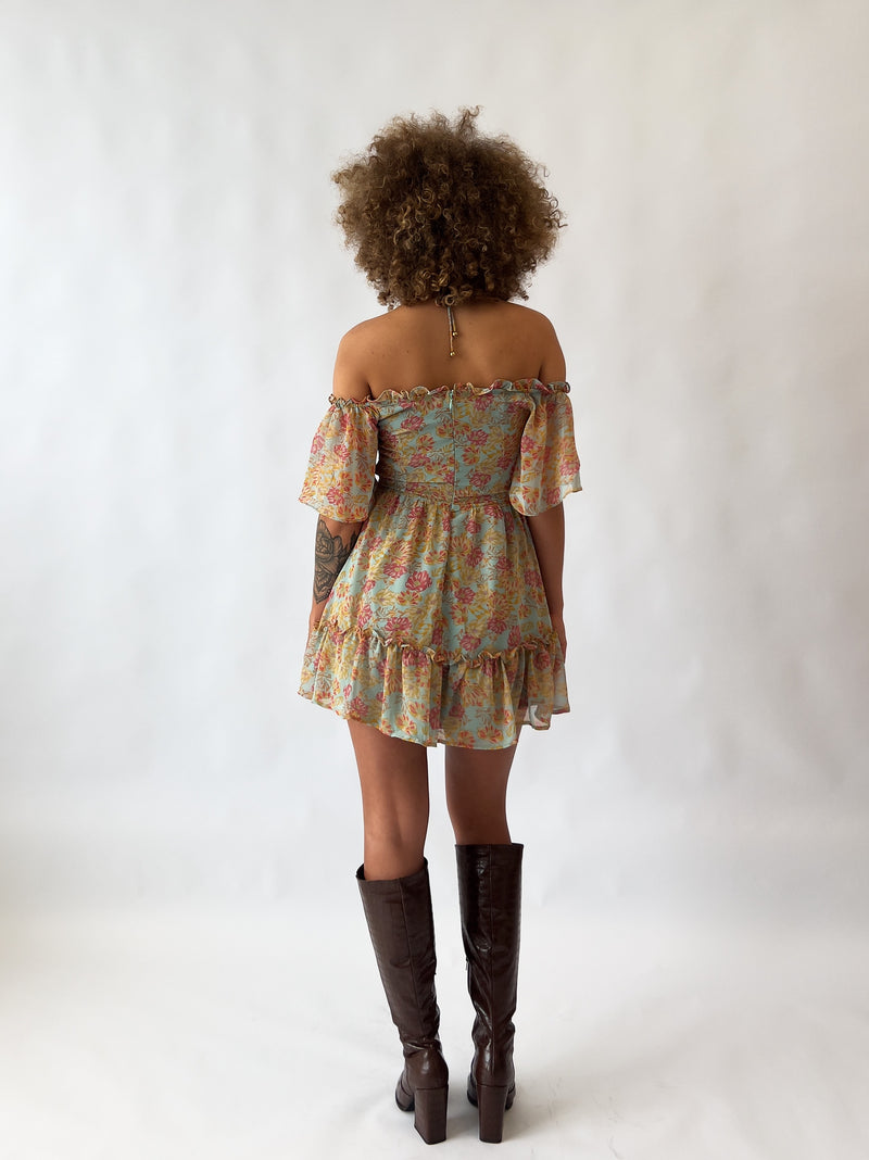 Melissa Floral Mini Dress - Mint