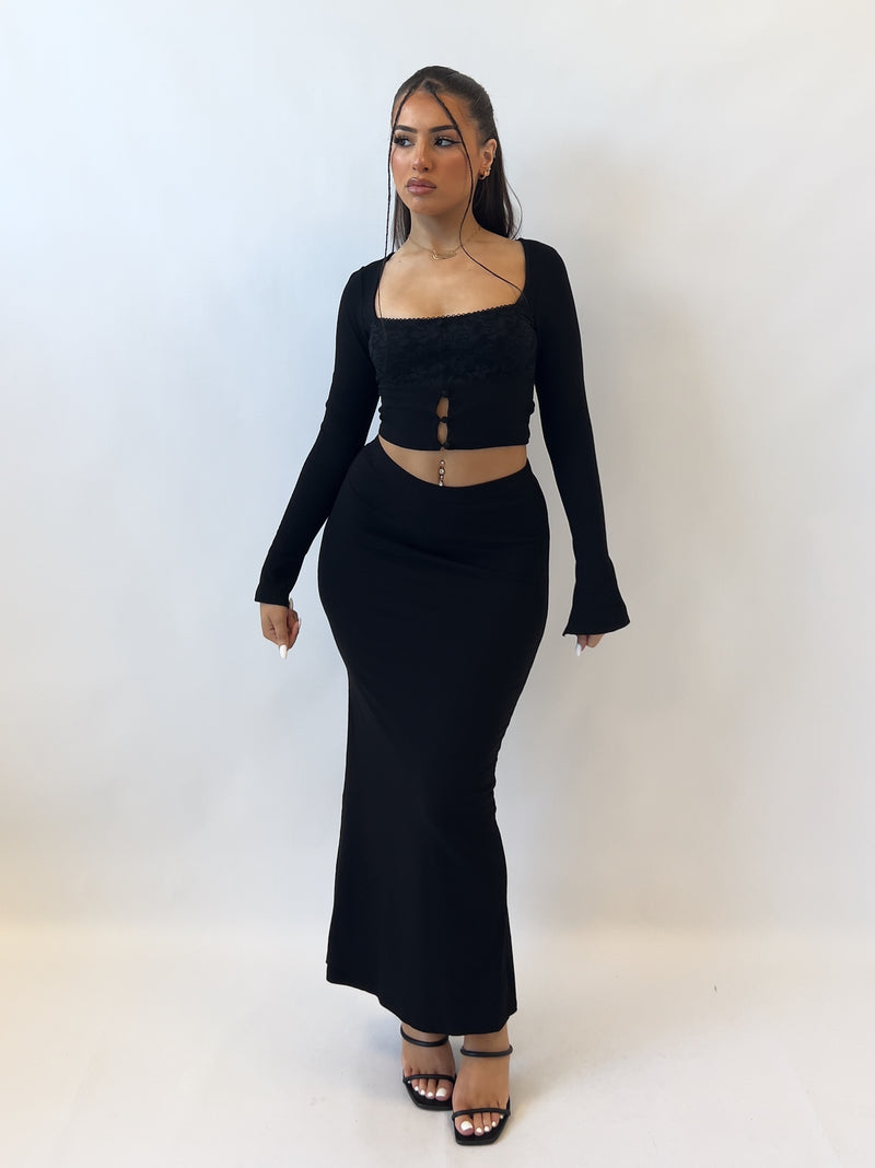 Deborah Midi Skirt - Black