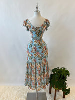 Courtney Floral Midi Dress - Blue