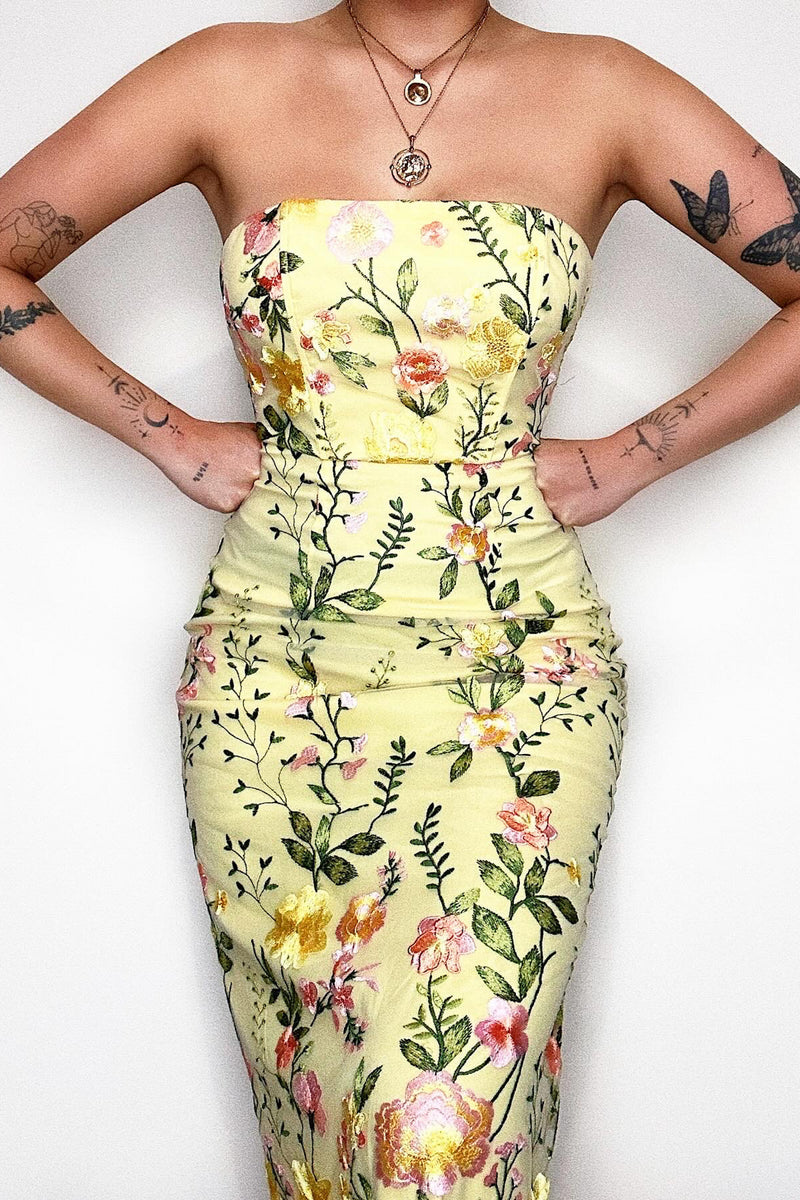 Delilah Floral Maxi Dress - Lemon