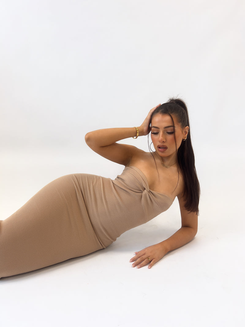 Angelica Midi Dress - Beige