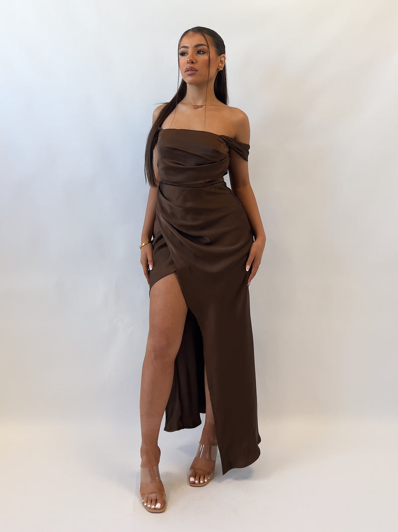 Meara Midi Dress - Brown