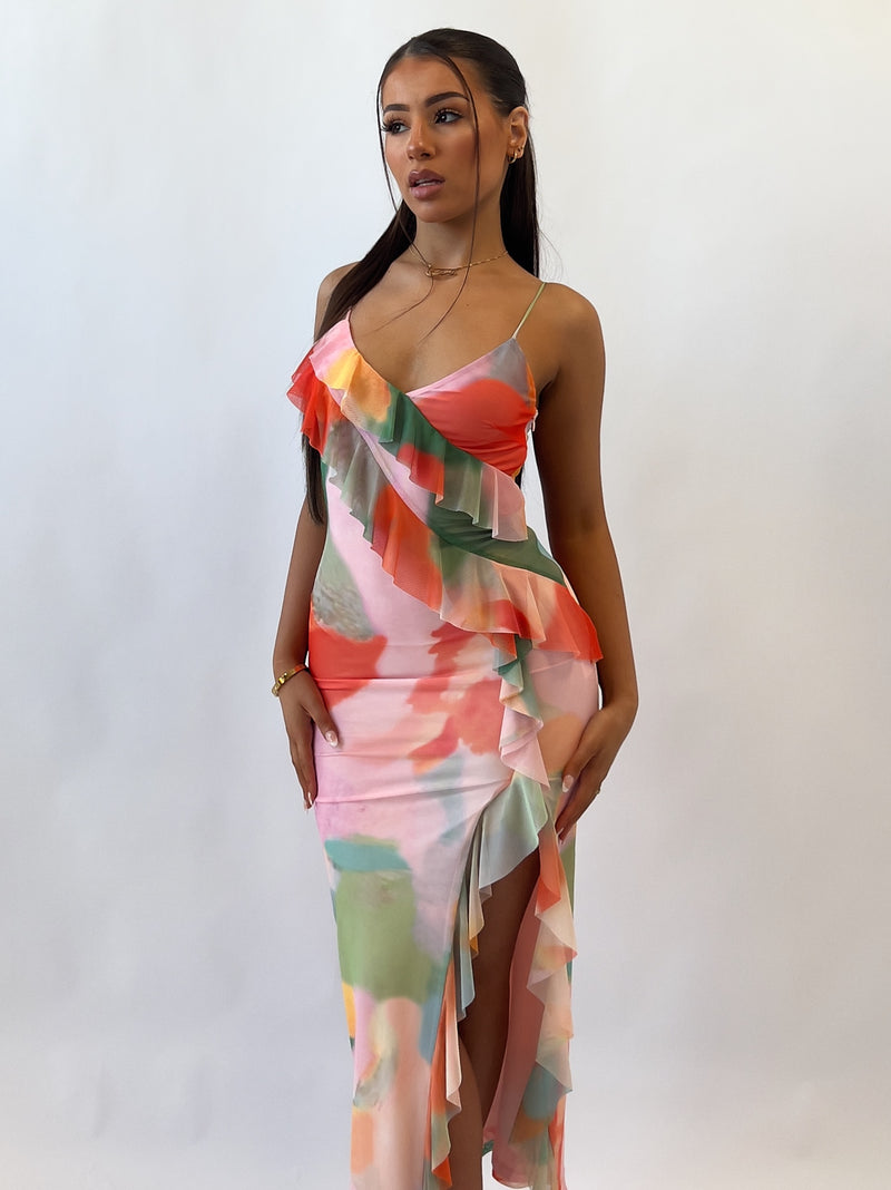 Abigail Midi Dress - Mixed Prints