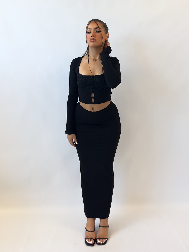 Deborah Midi Skirt - Black
