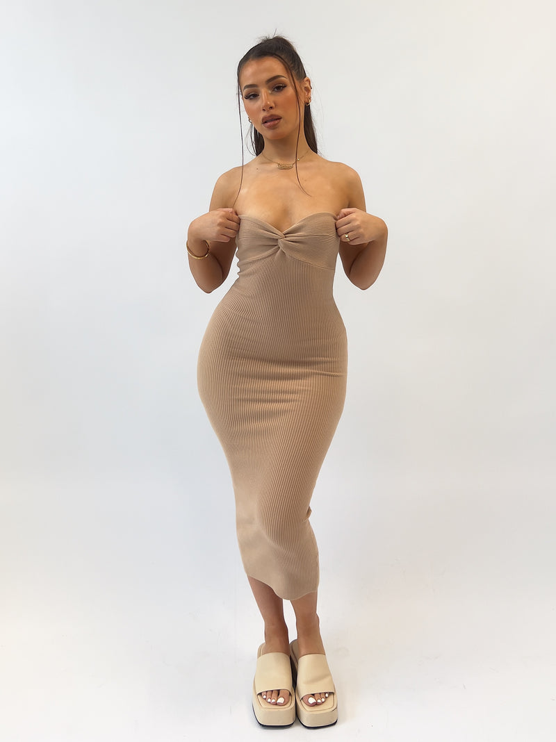 Angelica Midi Dress - Beige
