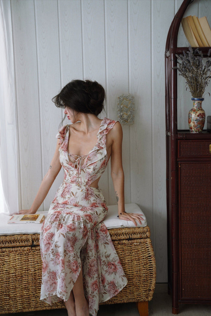 Courtney Floral Midi Dress - Cream