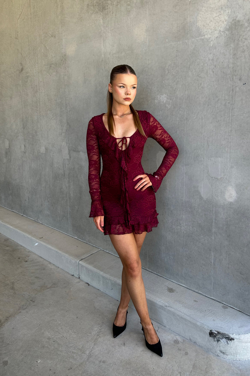 Felicia Mini Dress - Wine