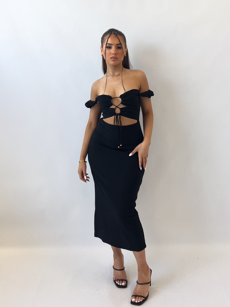 Ayanna Midi Dress - Black