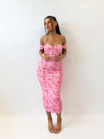 Lilia Midi Dress - Pink Florals