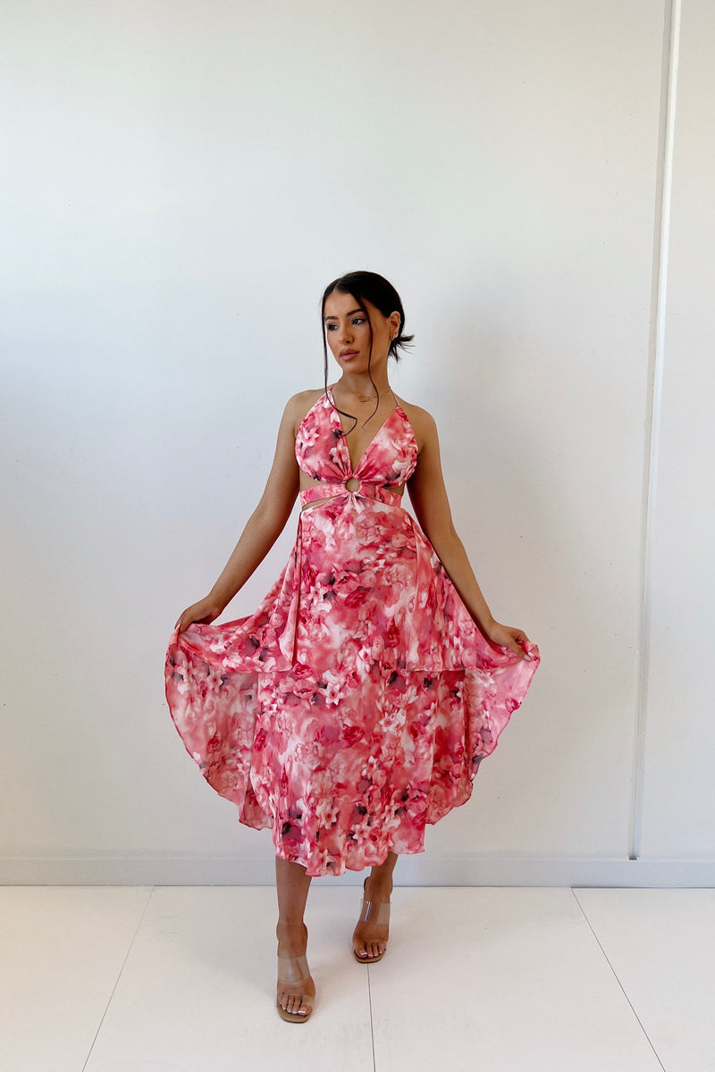 Auden Floral Midi Dress - Pink