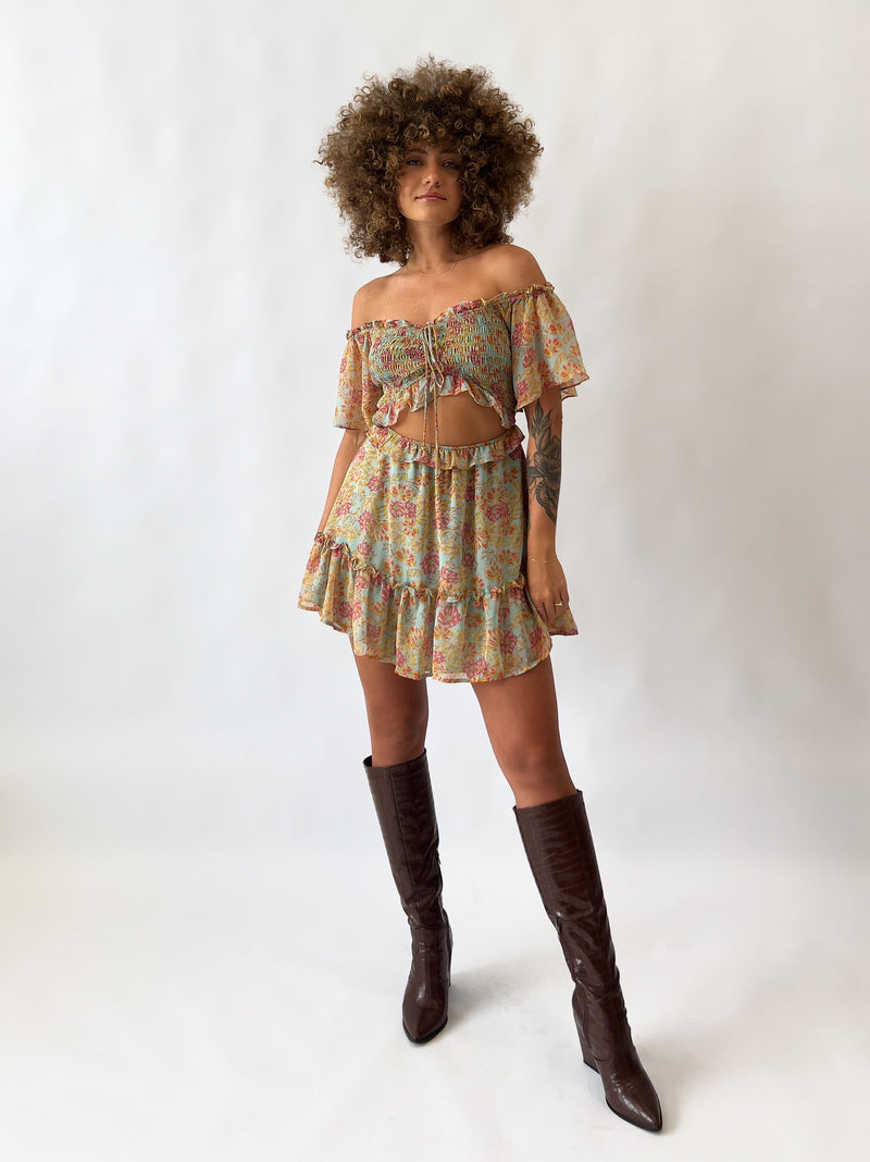 Melissa Floral Mini Dress - Mint