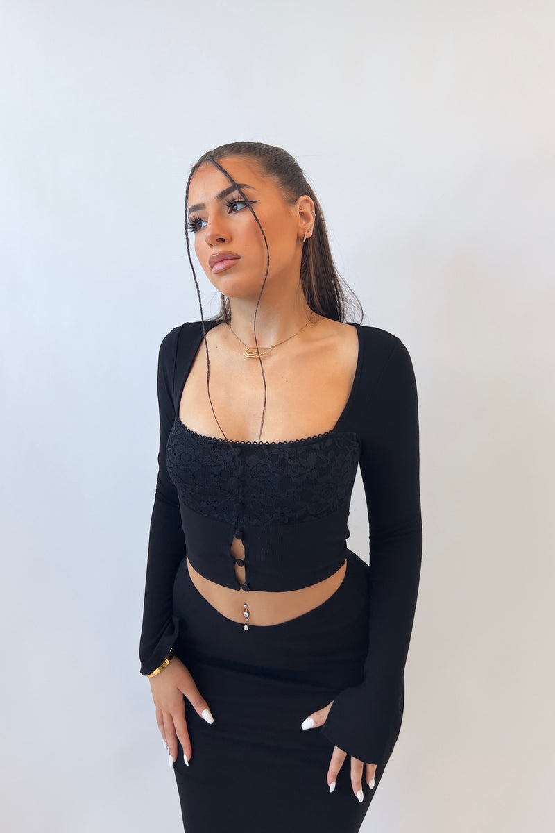 Deborah Knit Top - Black