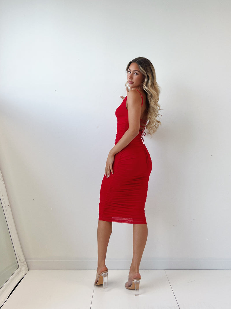 Callan Midi Dress - Red