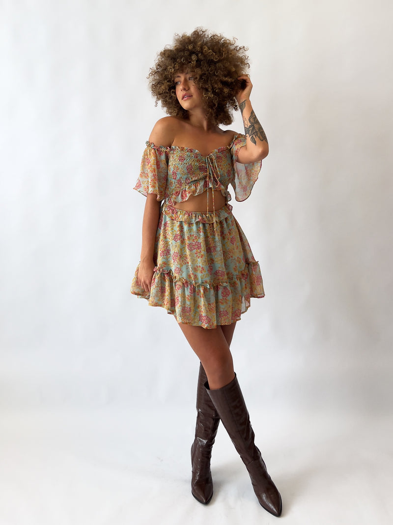 Melissa Floral Mini Dress - Mint