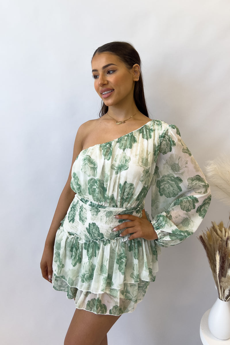 Sabrina Floral Mini Dress - Green
