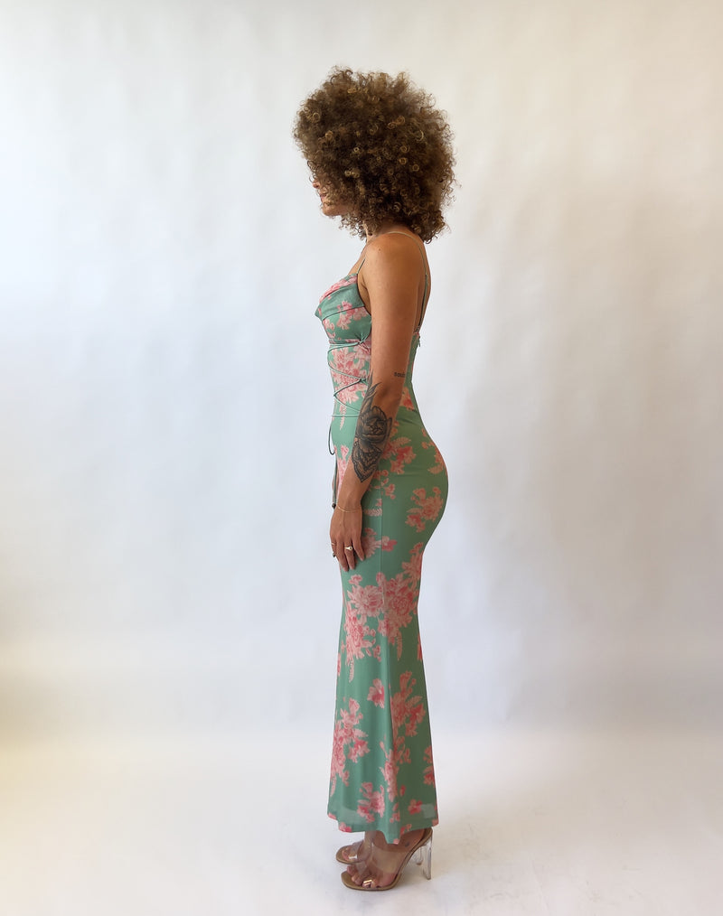 Blossom Maxi Dress - Green/Pink