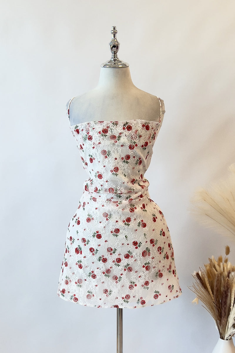 Lucia Floral Mini Dress - White