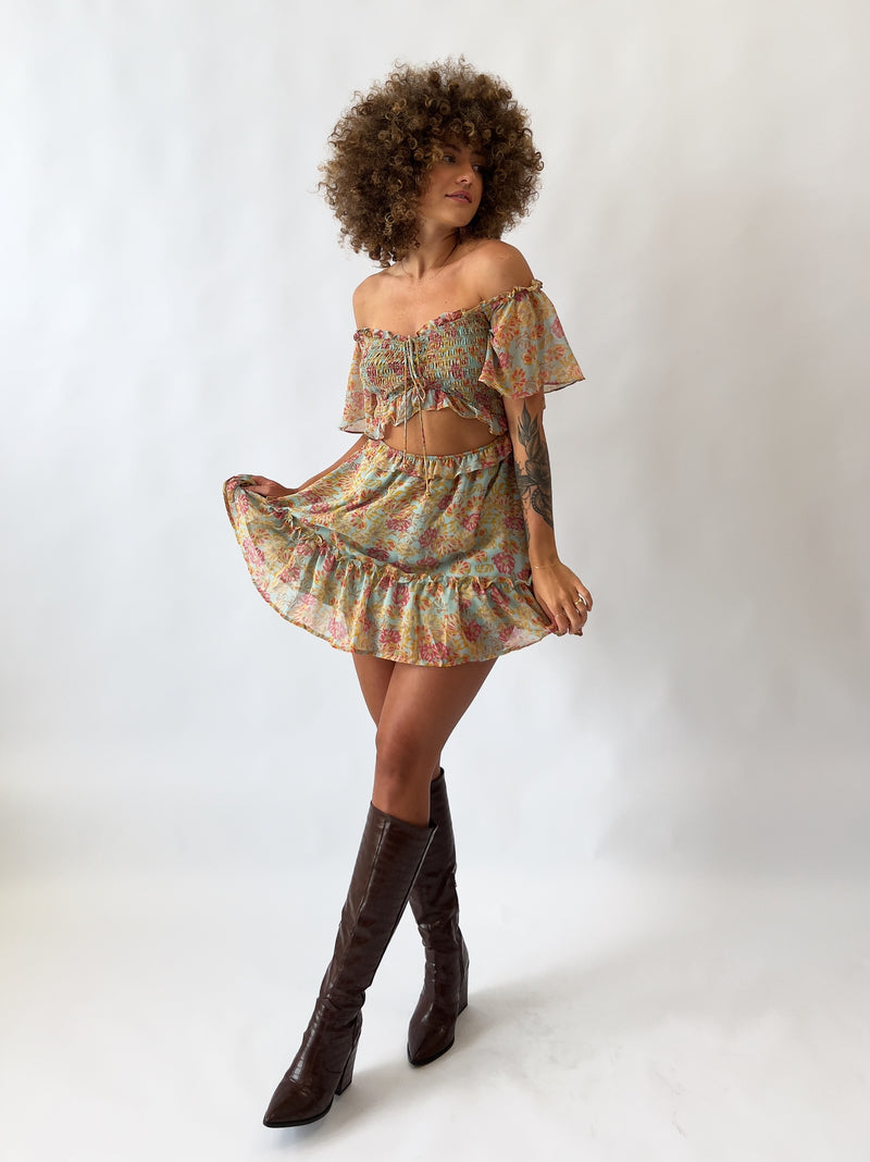 Melissa Floral Mini Dress - Mint