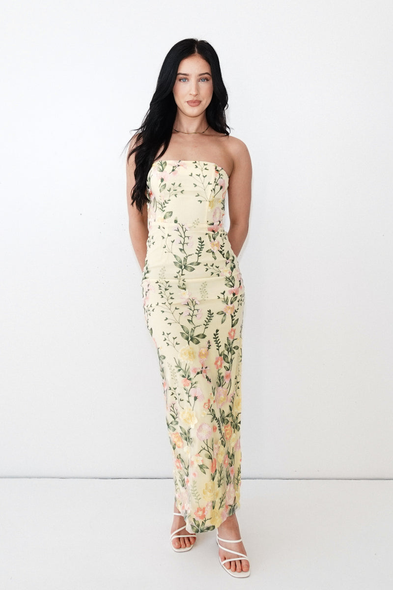 Delilah Floral Maxi Dress - Lemon
