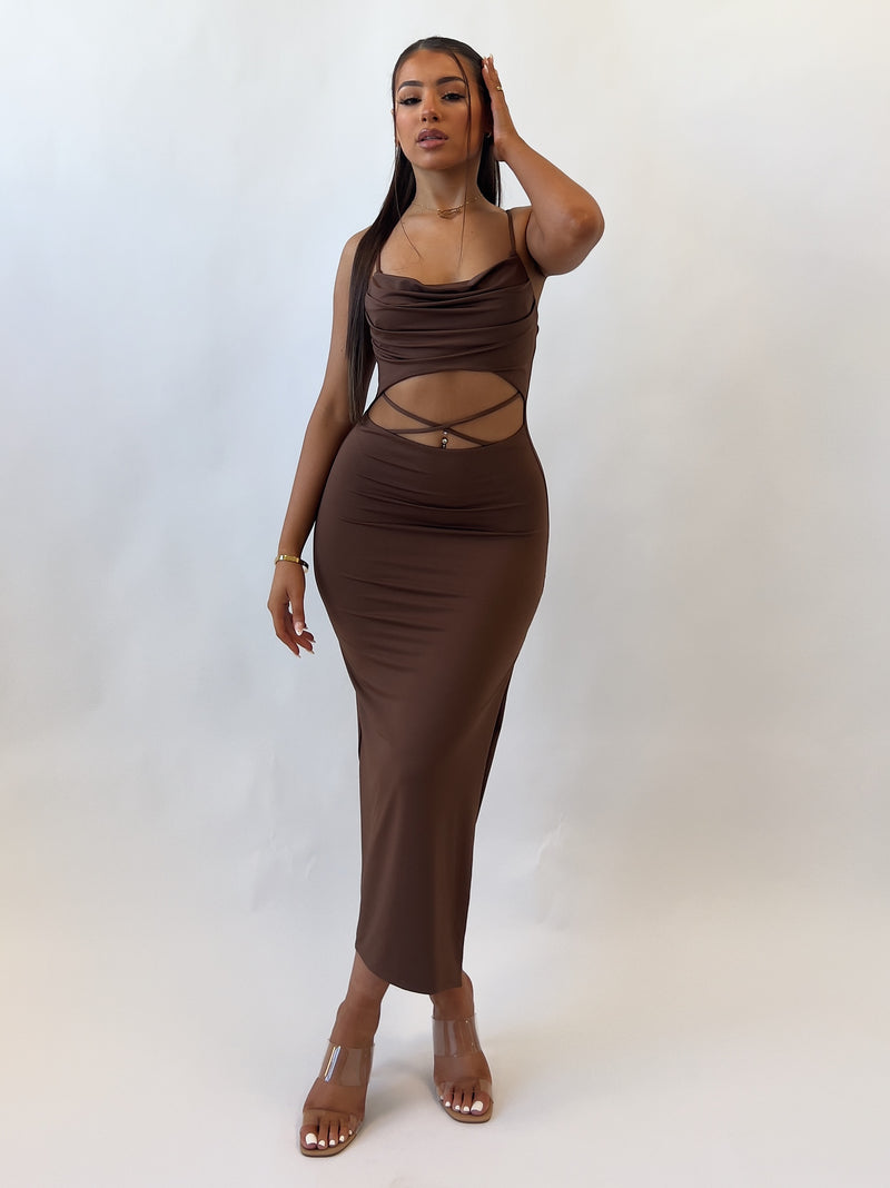 Jackson Midi Dress - Brown