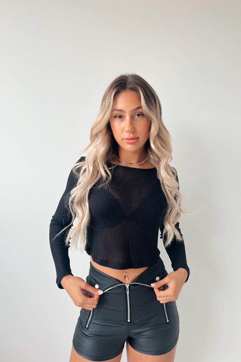 Tegan Long Sleeve Top - Black