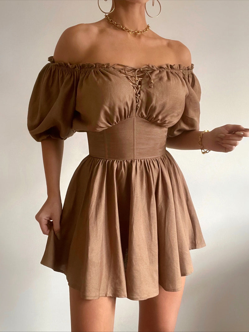 Denver Mini Dress - Brown