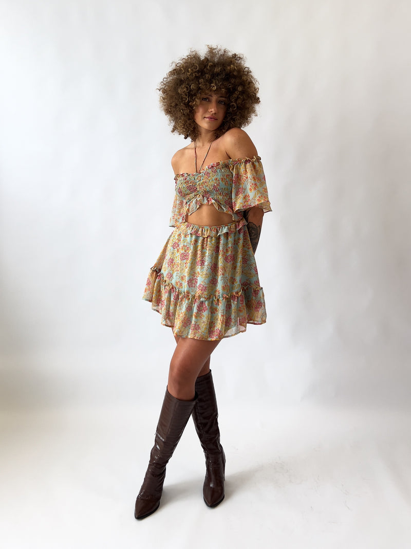 Melissa Floral Mini Dress - Mint