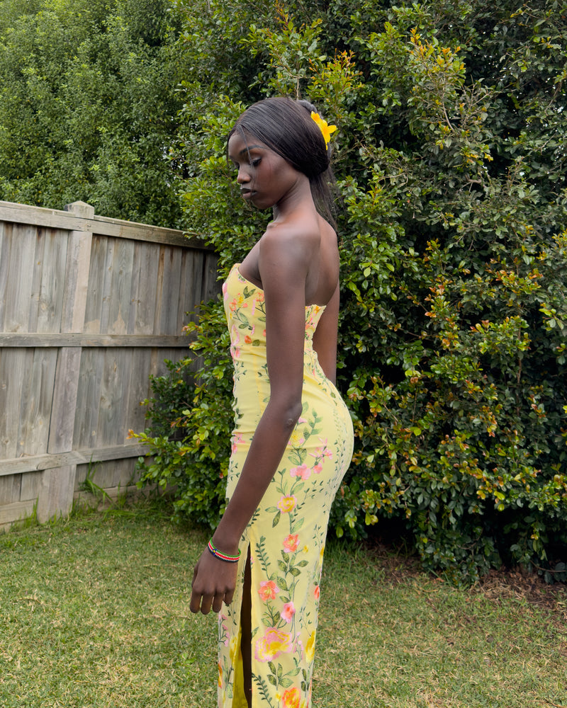 Delilah Floral Maxi Dress - Lemon