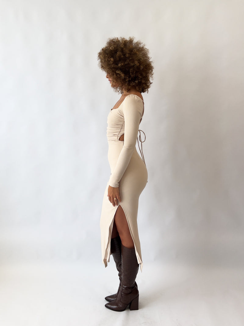 Erica Midi Dress - Beige
