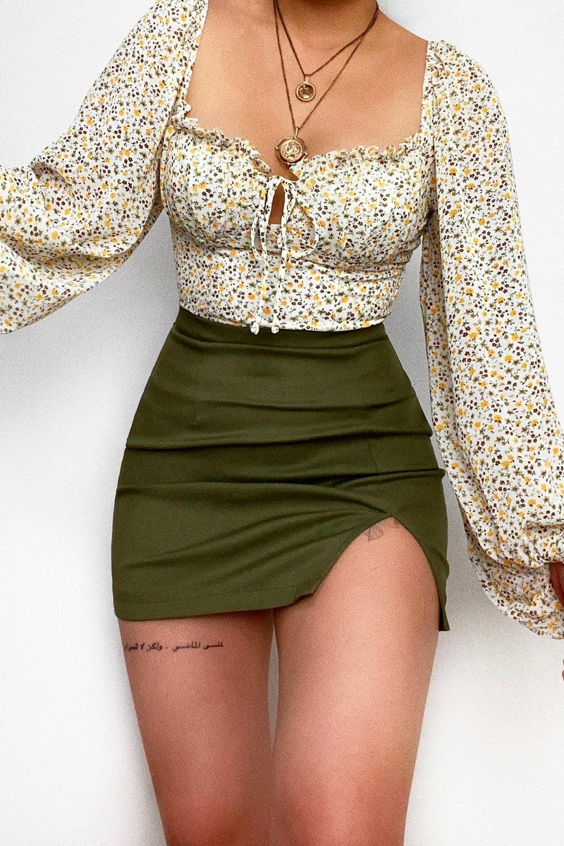 Callie Mini Skirt - Khaki