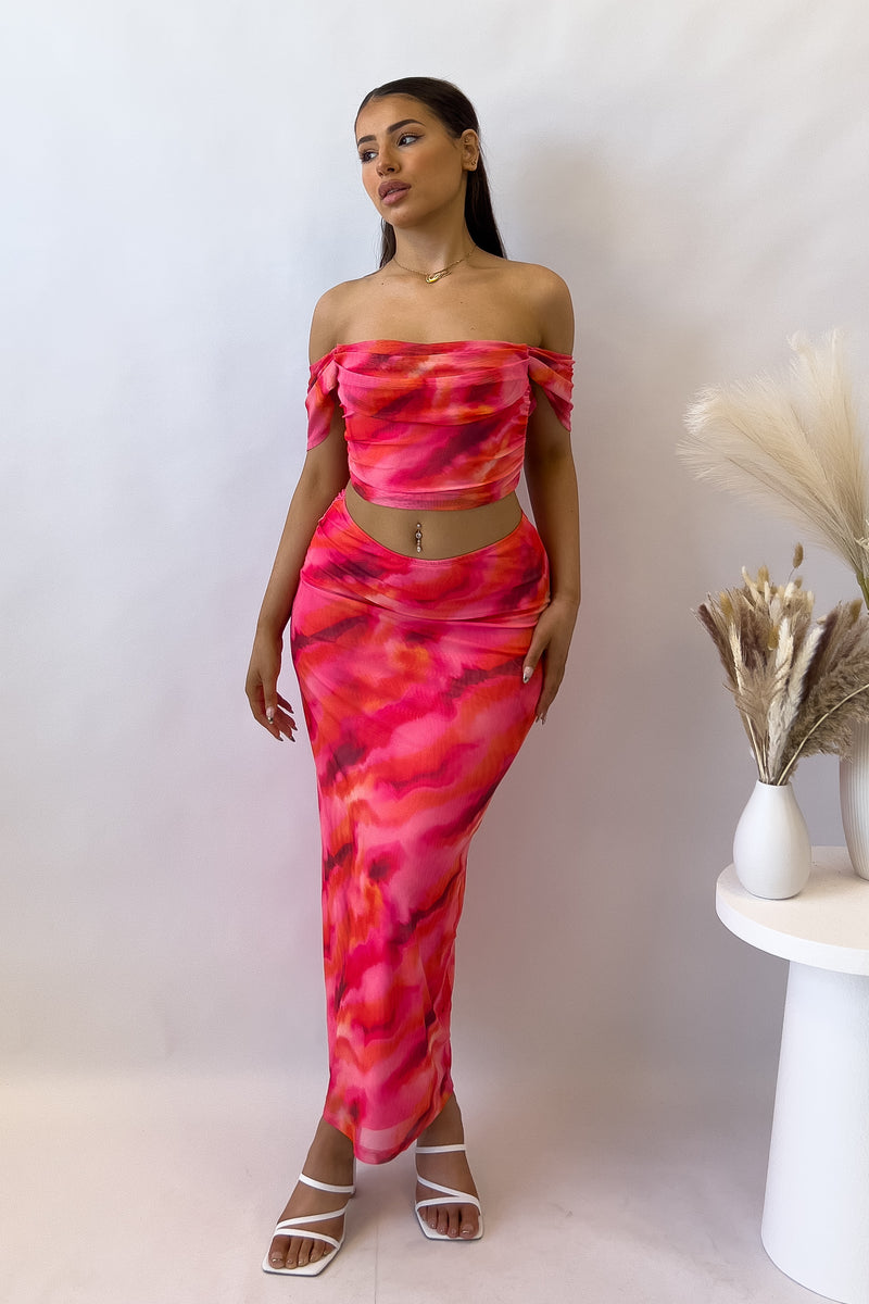 Agatha Two Piece Set - Pink/Red