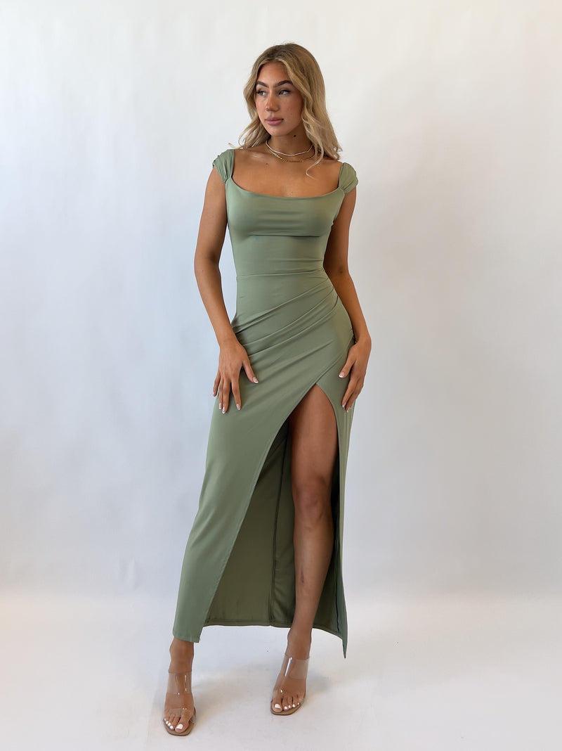Polly Midi Dress - Khaki