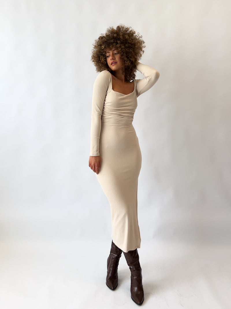 Erica Midi Dress - Beige