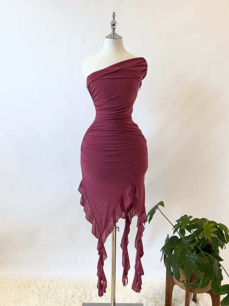 Colette Midi Dress - Dark Mauve
