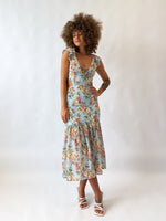 Courtney Floral Midi Dress - Blue