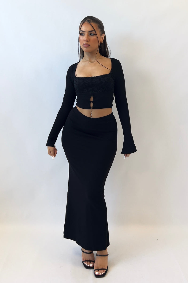 Deborah Midi Skirt - Black