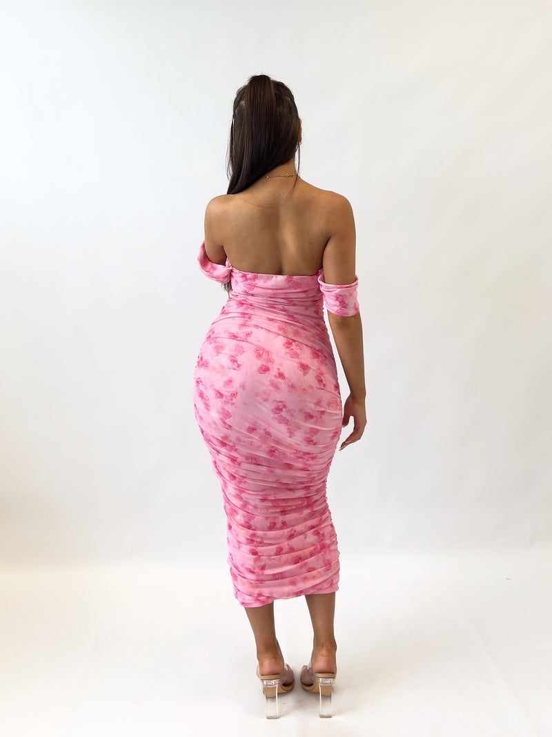 Lilia Midi Dress - Pink Florals