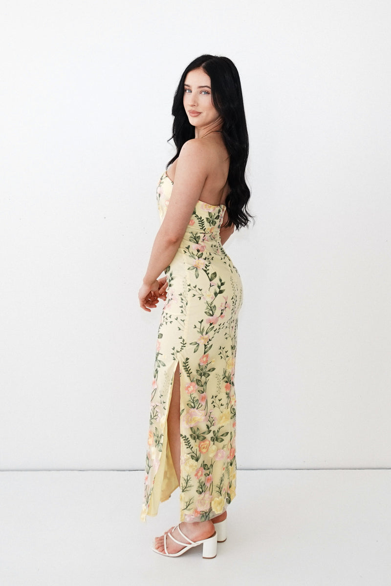 Delilah Floral Maxi Dress - Lemon