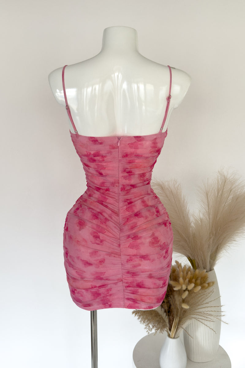 Johana Floral Mini Dress - Pink