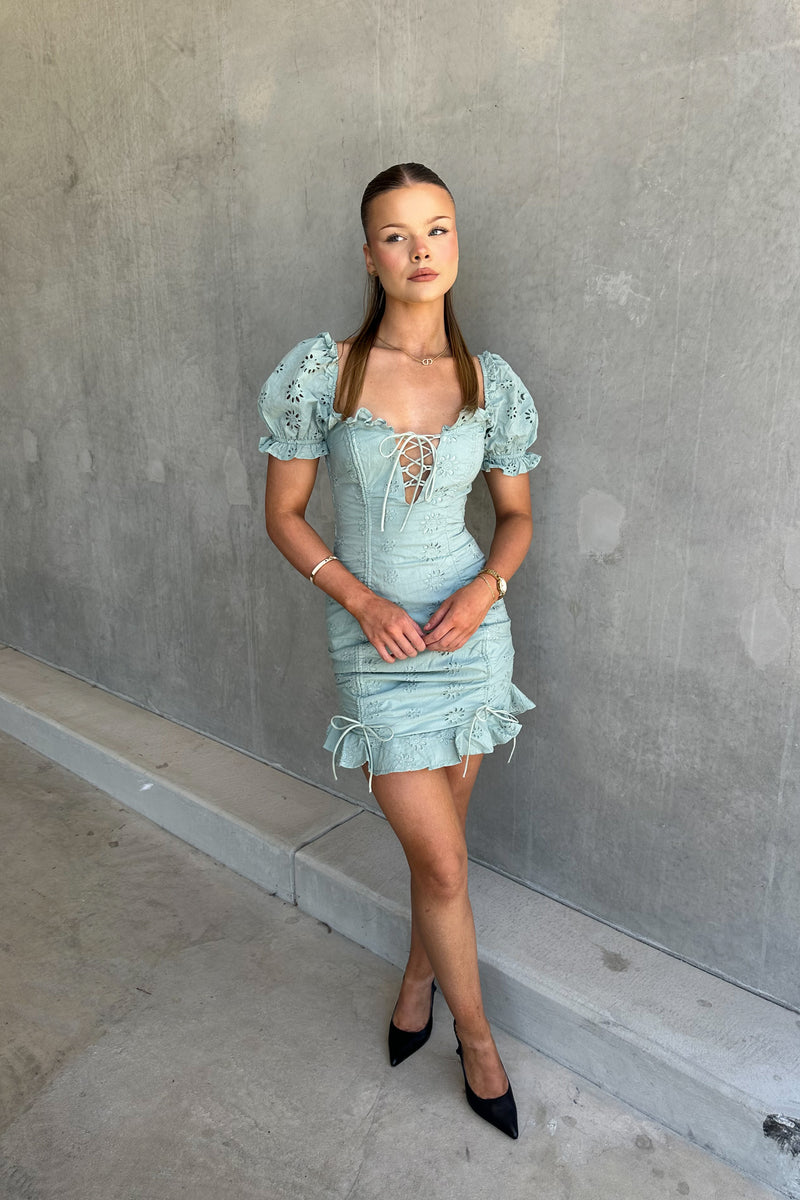 Amelia Floral Mini Dress - Sage