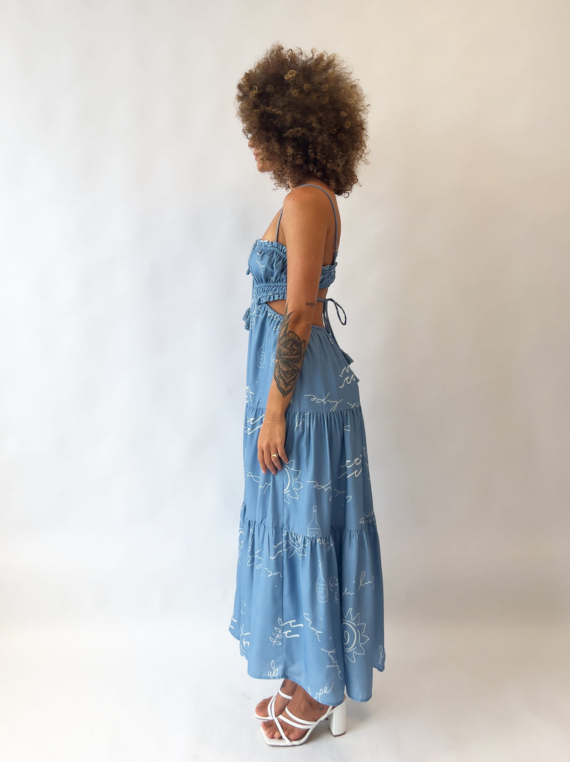 Rochelle Midi Dress - Blue/White