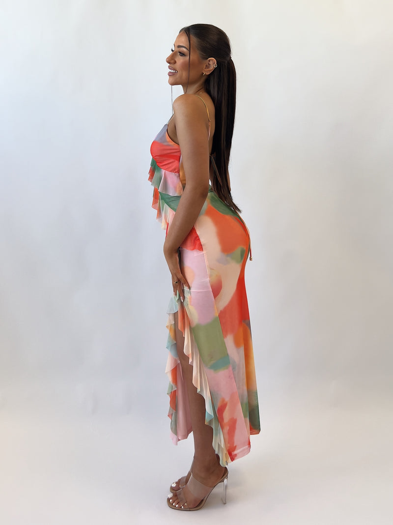 Abigail Midi Dress - Mixed Prints